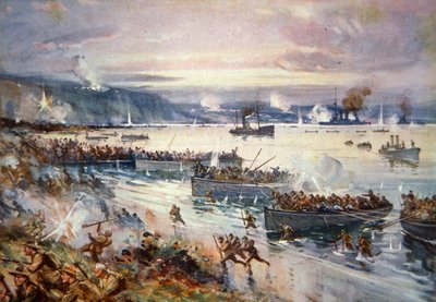 De Landing van de Australiërs bij Gallipoli, april 1915 door E.S. Hodgson