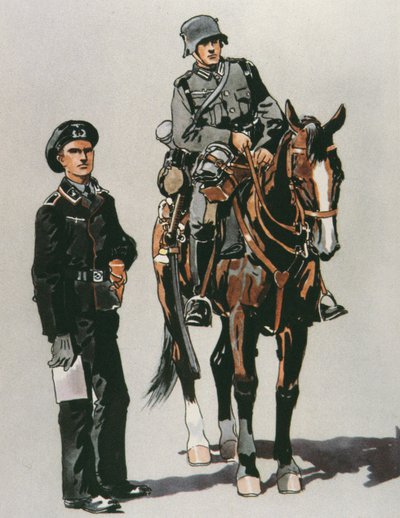 Tankofficier en bereden soldaat van het Duitse leger door E. (after) Dobrich