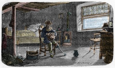 Portret van de jonge Josiah Wedgwood met een permanent verzwakte knie door pokken, lerend om een bekwame pottenbakker te worden door E. A. Tilly