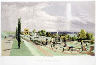 Lage Terrastuin, Worsley Hall, uitgegeven door Thomas McLean door E. Adveno Brooke