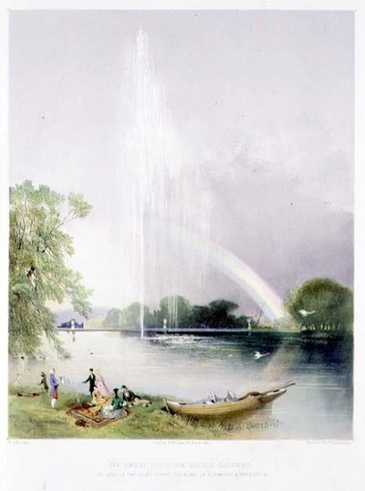 De Grote Fontein, Enville Tuinen, uitgegeven door Thomas McLean door E. Adveno Brooke