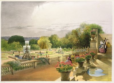 Het parterre, Harewood House nabij Leeds, uitgegeven door Thomas McLean door E. Adveno Brooke