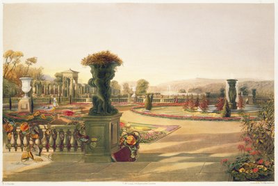 De Parterre, Trentham Hall Gardens, uitgegeven door Thomas McLean door E. Adveno Brooke