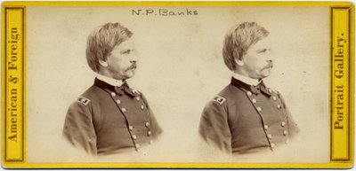 Nathaniel Prentice Banks (1816-94), Amerikaanse politicus en generaal van het Unieleger (stereofoto) door E. Anthony