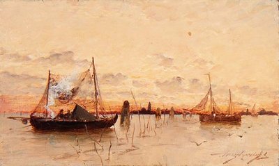 Zonsondergang op de lagune door E. Aubrey Hunt