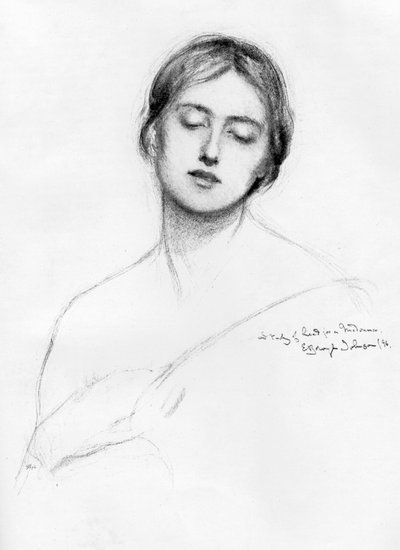 Studie van een vrouwenhoofd, 1896-1898 door E. Borough Johnson
