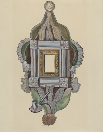 Kandelaar met spiegel door E. Boyd