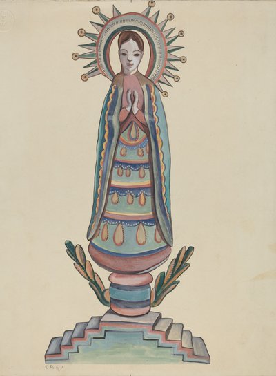 Nieuw-Mexico, Bulto, polychrome houten figuur door E. Boyd