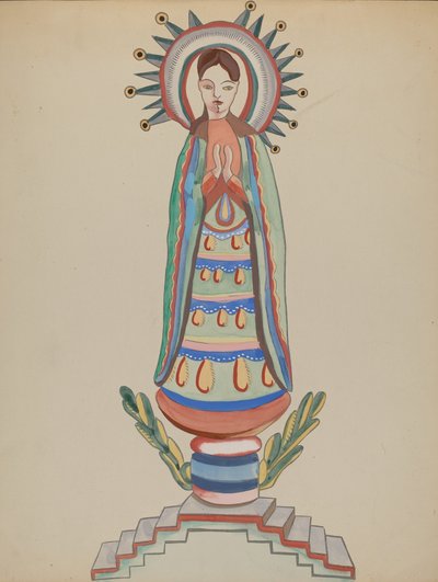 New Mexico, Bulto, polychrome houten figuur, 1935-1942 door E. Boyd