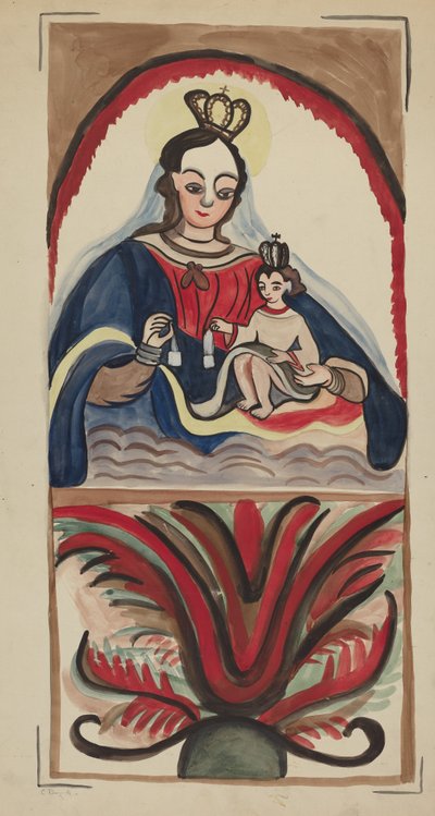 Retablo - Maagd & Kind door E. Boyd