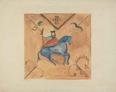 Sint Joris Geschilderd op Hertenhuid, 1935-1942 door E. Boyd