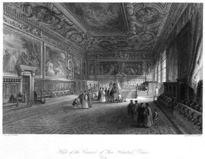 Zaal van de Raad van Vijfhonderd, Venetië, Italië door E. Challis