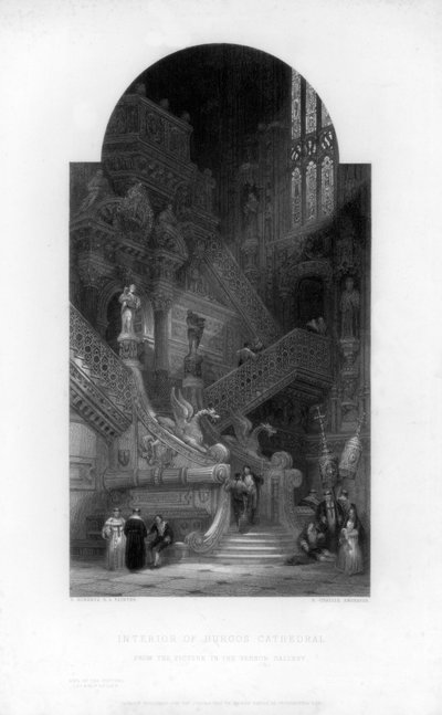 Interieur van de Kathedraal van Burgos, 19e eeuw door E. Challis