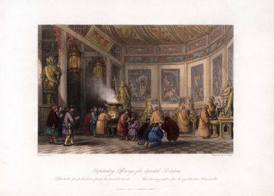 Verzoenende offers voor overleden familieleden, China, ca. 1840 door E. Challis