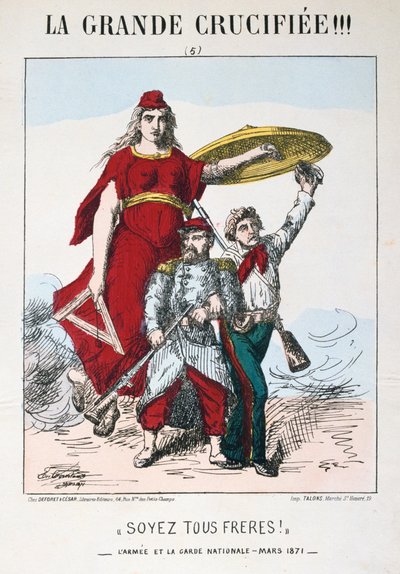 Soyez les Frères!, allegorie van de Republiek Frankrijk, 1871 door E. Courtaux