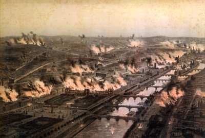 Panorama van de Branden in Parijs tijdens de Commune, mei 1871 door E. Daroy
