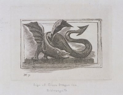 Uithangbord van de Green Dragon Inn, Bishopsgate, Londen door E Edwards