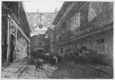 De Groene Draak Inn, Bishopsgate, City of London, 1871 door E Edwards