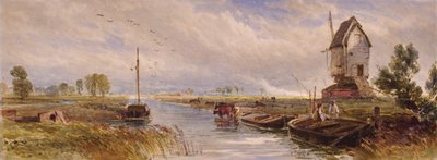 Landschap met molen door E Ellis