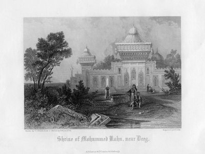 Heiligdom van Mohummed Kahn, nabij Deeg, Rajasthan, India, midden 19e eeuw door E. Finden