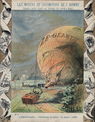 Val van de luchtballon Le Giant nabij Hannover - oktober 1863 door E. Letellier