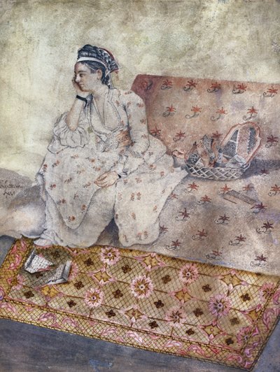 Portret van Mary Gunning, Gravin van Coventry, naar een tekening van Jean-Etienne Liotard door E. Lyttleton