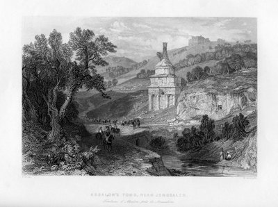 Absaloms graf, nabij Jeruzalem, Israël, 1841 door E. Redclyffe