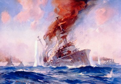 Slag om de Falklands: Zinken van de Scharnhorst door E. S. (after) Hodgson