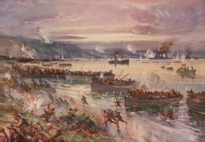 De Dardanellen-operaties: de landing van de Australiërs in Gallipoli, april 1915 door E. S. Hodgson