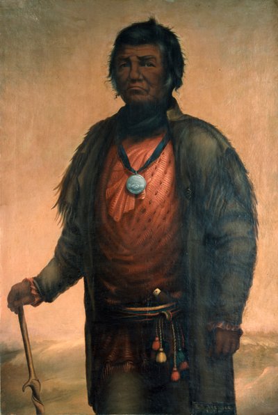 Portret van Shabbona, Potawatomi Chief, 1859 door E. S. Webber