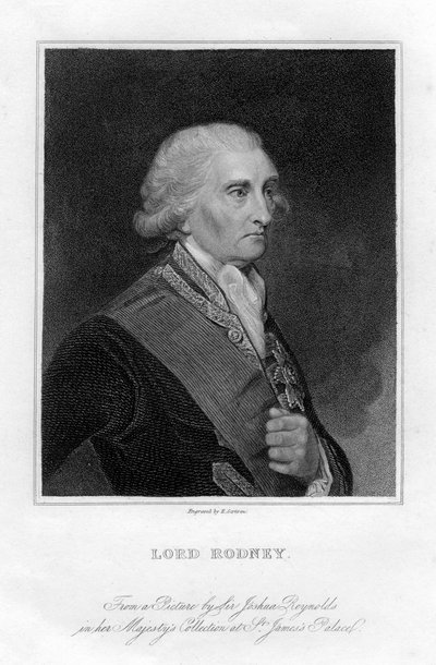 Admiraal George Brydges Rodney 1719-1792, 1e Baron Rodney, 19e eeuw door E. Scriven