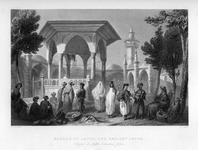 De bazaar in Jaffa, het oude Joppe, Palestina Israël, 1841 door E. Smith
