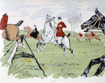 Paardrijden hindernisrace - tekening door Thelem door E. Thelem