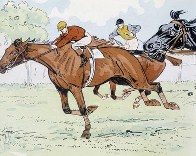 Racende paarden - tekening door Thelem door E. Thelem