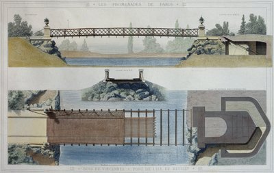 Bois de Vincennes en de Reuilly eilandbrug, illustratie uit 