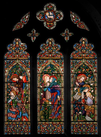 De Aankondiging, het Bezoek en de Geboorte, c.1860 door E. and Halliday Burne Jones