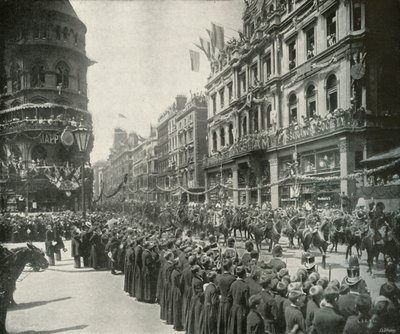 De Koninklijke Processie: Voorbij het Oostelijke Einde van Cheapside, Londen, 1897 door E. and S. Woodbury