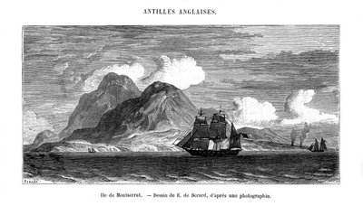 Het eiland Montserrat in de Caribische Zee, 19e eeuw door E de Berard