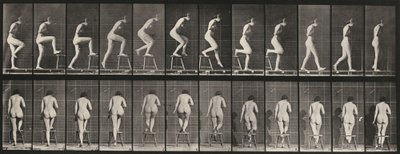 Blad Nummer 180. Op en over een stoel stappen door Eadweard Muybridge
