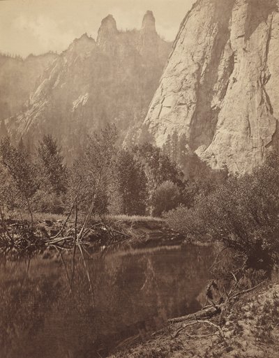 Cathedral Spires, Vallei van de Yosemite,1872 (foto) door Eadweard Muybridge