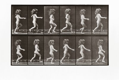 Kind dat rent, Plaat 469 uit Animal Locomotion, 1887 door Eadweard Muybridge
