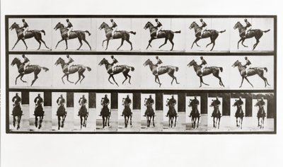 Paard en ruiter, Plaat 621 uit Animal Locomotion, 1887 door Eadweard Muybridge