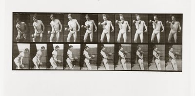 Man die een halter optilt, Plaat 324 uit Animal Locomotion, 1887 door Eadweard Muybridge