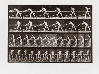 Man die hout schaaf, Plaat 379 uit Animal Locomotion, 1887 door Eadweard Muybridge