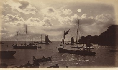 Maanlichteffect-Baai van Panama,1877 (foto) door Eadweard Muybridge