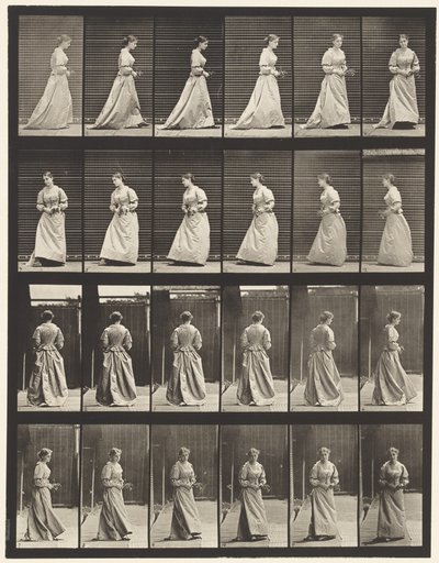 Plaat 100. Draaien en trap oplopen, 1885 door Eadweard Muybridge
