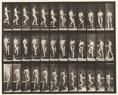 Plaat 144. Trap af, bassin draaiend in handen door Eadweard Muybridge