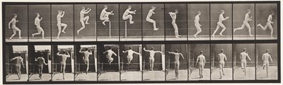 Plaat 154. Springen; rechtuit rennen, hoogspringen door Eadweard Muybridge
