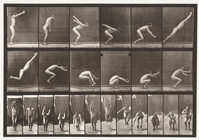 Springen; Staande Brede Sprong, 1872-1885 door Eadweard Muybridge