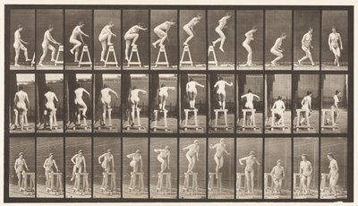 Plaat 171. Op een stut stappen; Naar beneden springen, draaien door Eadweard Muybridge